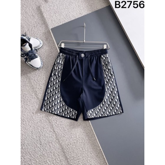 Dior Navy Blue Shorts with Oblique Print Side Panels